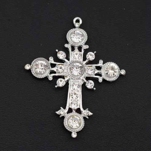 Tibetan Style Cross Pendants, silver color plated, DIY & with rhinestone, silver color, Sold By PC
