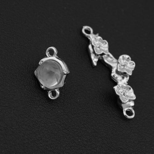 Zinklegierung Schmuckverbinder, silberfarben plattiert, DIY & mit Strass & 1/1-Schleife, Silberfarbe, verkauft von PC