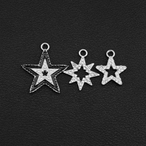 Tibetan Style Star Pendant, silver color plated, DIY & enamel & with rhinestone, more colors for choice, Sold By PC