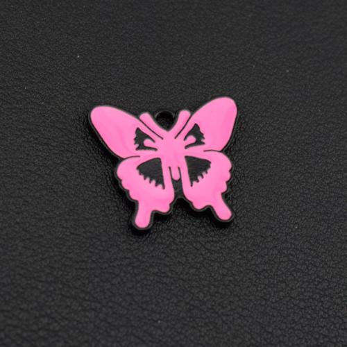 Pendentifs en alliage de zinc, papillon, DIY & émail, couleurs mélangées, Vendu par PC