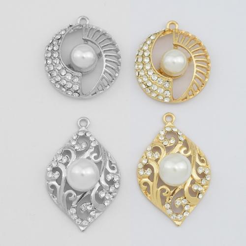 Zinc alliage strass Pendants, alliage de zinc, avec perle de plastique, DIY & pavé de micro zircon & avec strass, plus de couleurs à choisir, Vendu par PC
