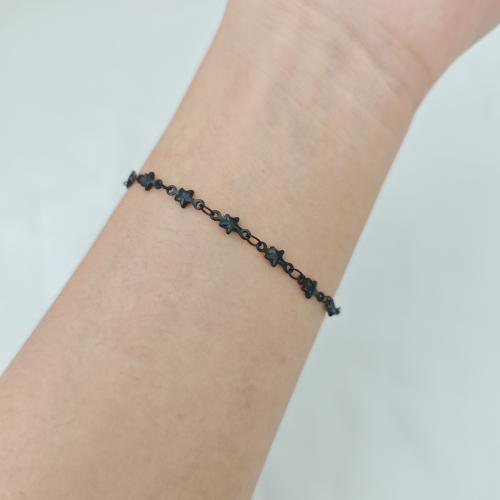 Stainless Steel Jewelry Bracelet, 304 Stainless Steel, Star, gold color plated, fashion jewelry, black, Sold By PC