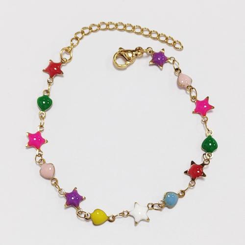 Stainless Steel Jewelry Bracelet, 304 Stainless Steel, plated, for woman & enamel, more colors for choice, Sold By PC