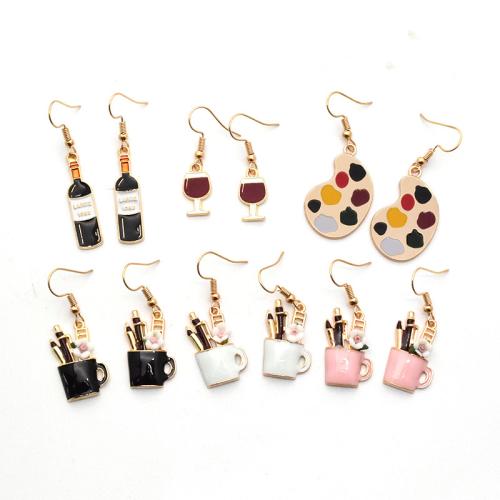 Zinklegierung Tropfen Ohrring, goldfarben plattiert, verschiedene Stile für Wahl & für Frau & Emaille, earring length 50-70mm, verkauft von Paar