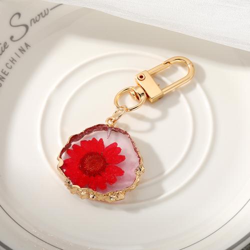 Llaveros, Etiqueta engomada de epoxy, con Flores secas & aleación de zinc, Joyería & para mujer, más colores para la opción, 70x30mm, Vendido por UD