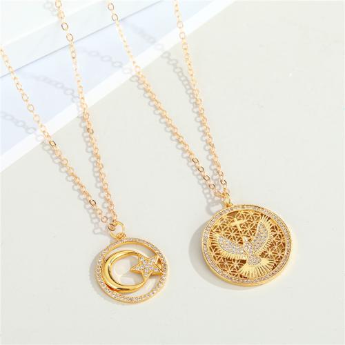 alliage de zinc collier, Placage de couleur d'or, styles différents pour le choix & pour femme & avec strass, Longueur:Environ 20 pouce, Vendu par PC