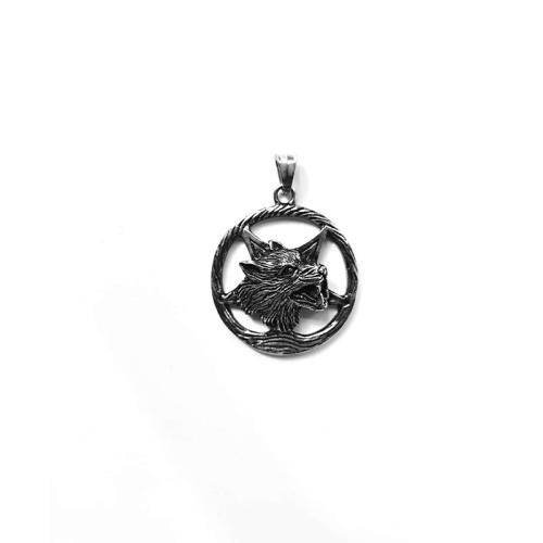 Titanium Steel Pendants, Wolf, polished, vintage & DIY & hollow, pendant length 30-40mm, Sold By PC