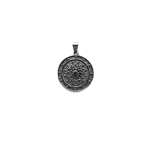Titanium Steel Pendants, Flat Round, polished, vintage & DIY, original color, 32x36mm, Sold By PC