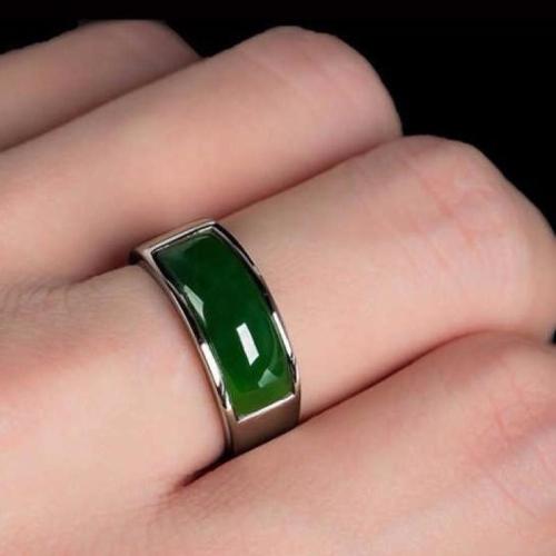 laiton Cuff Bague, avec Hetian Jade, bijoux de mode & pour femme, Taille:7, Vendu par PC
