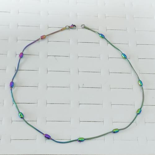 Stainless Steel Jewelry Necklace, 304 Stainless Steel, plated, fashion jewelry, more colors for choice, Length:42 cm, Sold By PC