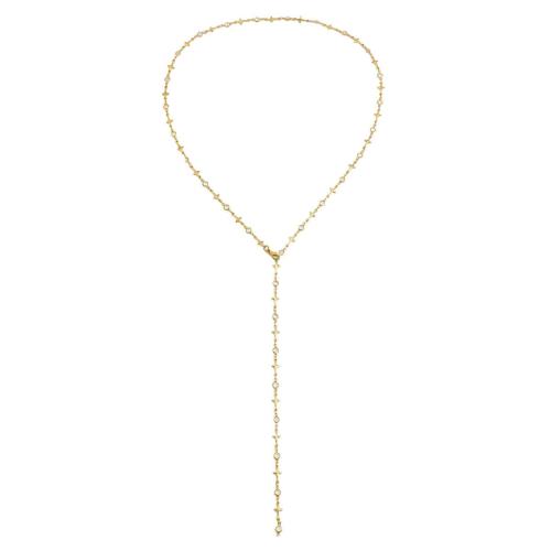 Brass Necklace, with Crystal, plated, fashion jewelry & for woman, golden, Sold By PC