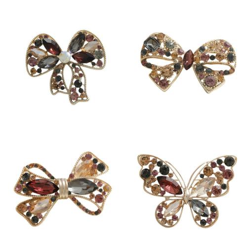 Tibetan Style Brooches, with Crystal, fashion jewelry & Unisex & different styles for choice, Sold By PC