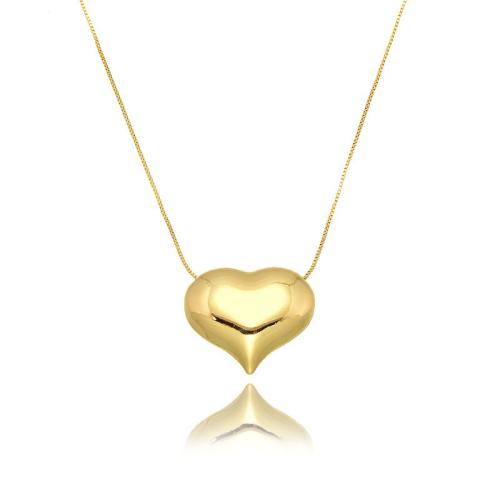 Brass Necklace, Heart, plated, fashion jewelry & for woman, more colors for choice, Sold By PC