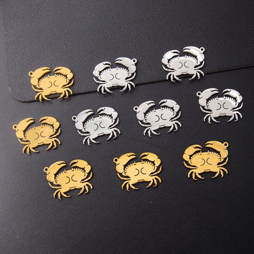 Stainless Steel Animal Pendants, 304 Stainless Steel, Crab, plated, DIY, more colors for choice, 10PCs/Bag, Sold By Bag