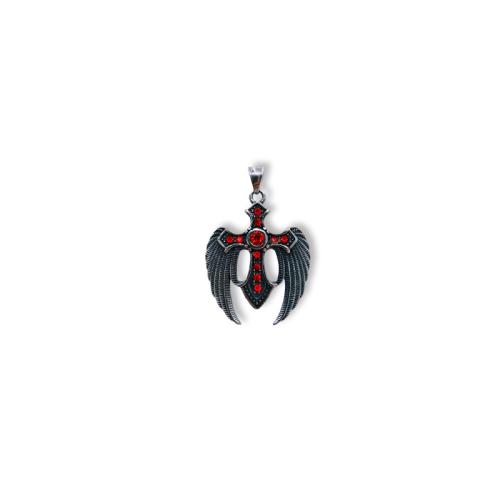 Titanium Steel Pendants, Angel Wing Cross, DIY & micro pave cubic zirconia, 40x50mm, Sold By PC