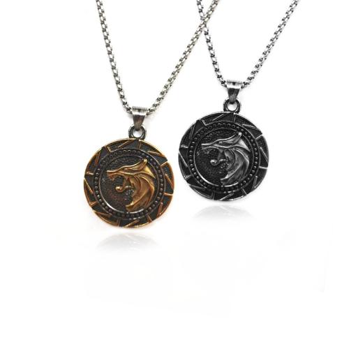 Titanium Steel Pendants, Wolf, polished, vintage & DIY, more colors for choice, 38x45mm, Sold By PC