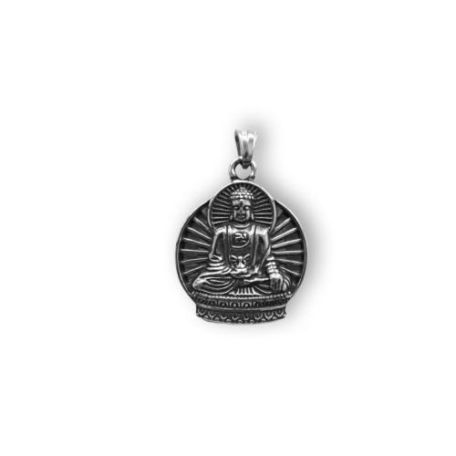 Titanium Steel Pendants, Buddha, polished, vintage & DIY, original color, 40x50mm, Sold By PC