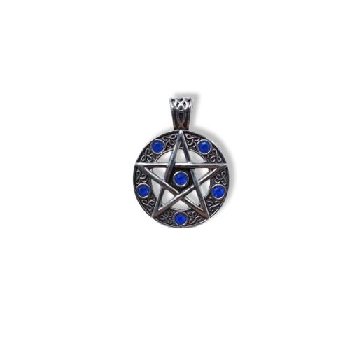 Titanium Steel Pendants, pentagram, vintage & DIY & with rhinestone & hollow, 40x50mm, Sold By PC