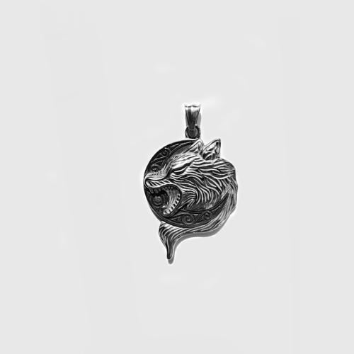 Titanium Steel Pendants, Wolf, vintage & DIY, more colors for choice, 40x50mm, Sold By PC