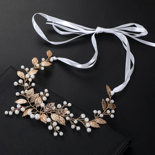 Bridal Hair Wreath, Tibetan Style, with brass wire & Plastic Pearl, handmade, fashion jewelry & for woman, golden, Sold By PC