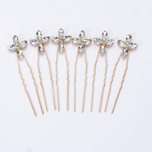 Bridal Hair Pins, Tibetan Style, with Rhinestone, handmade, fashion jewelry & for woman, more colors for choice, 100x25x5mm, Sold By PC