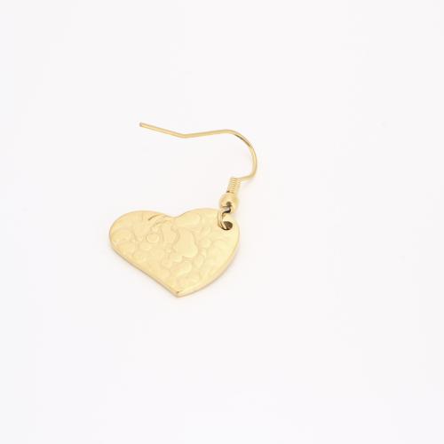Stainless Steel Drop Earring, 304 Stainless Steel, Heart, Vacuum Ion Plating, Hidden Pendant & fashion jewelry & for woman, golden, 16x20x1.50mm, Sold By PC