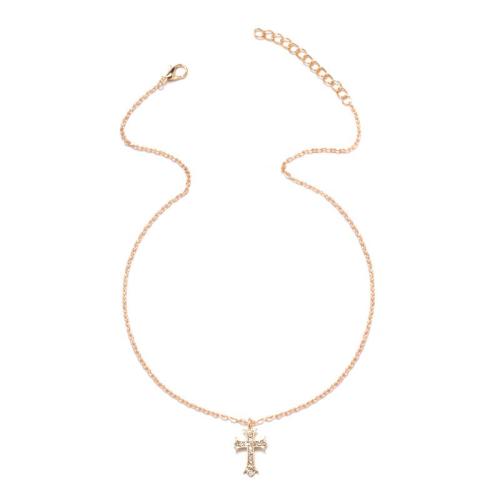 Collier de bijoux en alliage de zinc, Placage, bijoux de mode & pour femme & avec strass, Vendu par PC