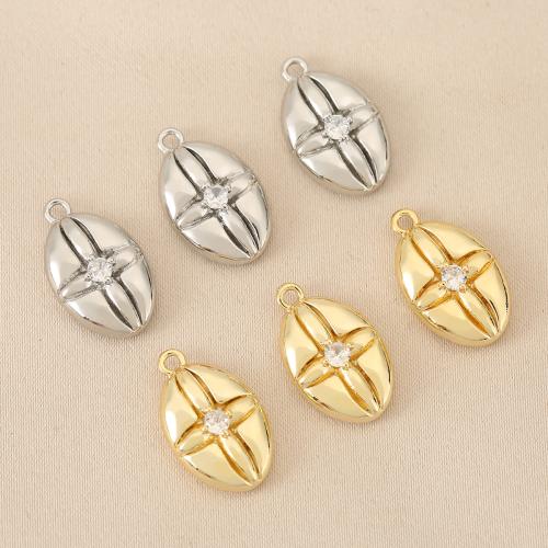 Cubic Zirconia Micro Pave Brass Pendant, plated, DIY & micro pave cubic zirconia, more colors for choice, nickel, lead & cadmium free, 10PCs/Bag, Sold By Bag