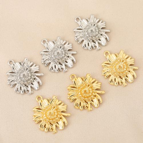 Cubic Zirconia Micro Pave Brass Pendant, Flower, plated, DIY & micro pave cubic zirconia, more colors for choice, nickel, lead & cadmium free, 10PCs/Bag, Sold By Bag