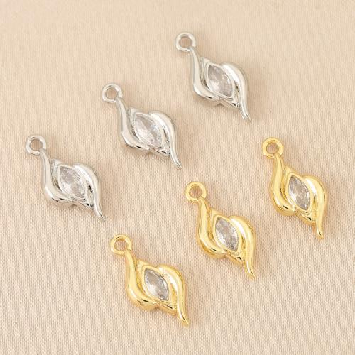 Cubic Zirconia Micro Pave Brass Pendant, plated, DIY & micro pave cubic zirconia, more colors for choice, nickel, lead & cadmium free, 10PCs/Bag, Sold By Bag