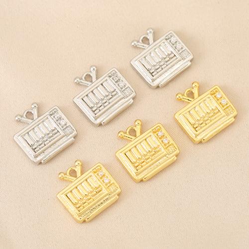 Цирконий Micro Pave латунь подвеска, Латунь, Телевидение, Другое покрытие, DIY & инкрустированное микро кубического циркония, Много цветов для выбора, не содержит никель, свинец, 10ПК/сумка, продается сумка