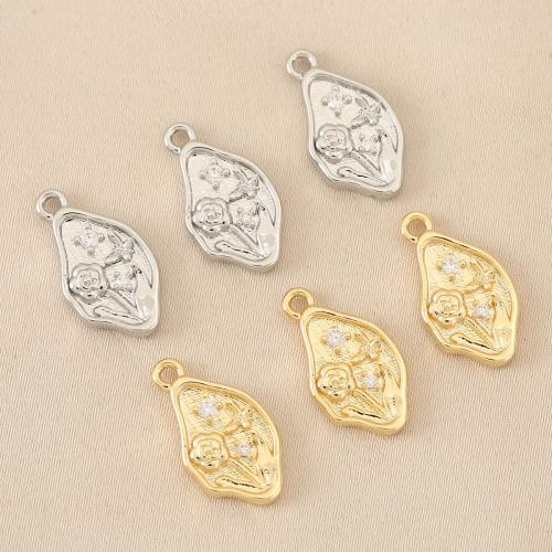 Cubic Zirconia Micro Pave Brass Pendant, plated, DIY & micro pave cubic zirconia, more colors for choice, nickel, lead & cadmium free, 10PCs/Bag, Sold By Bag