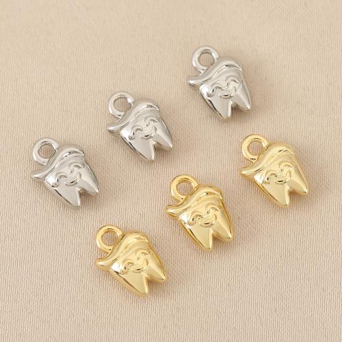 Brass Jewelry Pendants, Tooth, plated, DIY, more colors for choice, nickel, lead & cadmium free, 10PCs/Bag, Sold By Bag
