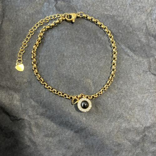 Titanstahl Miniatur Projection Armband, mit Messing, plattiert, Modeschmuck & unisex & mit Strass, keine, Länge:ca. 8.3 ZollInch, verkauft von PC
