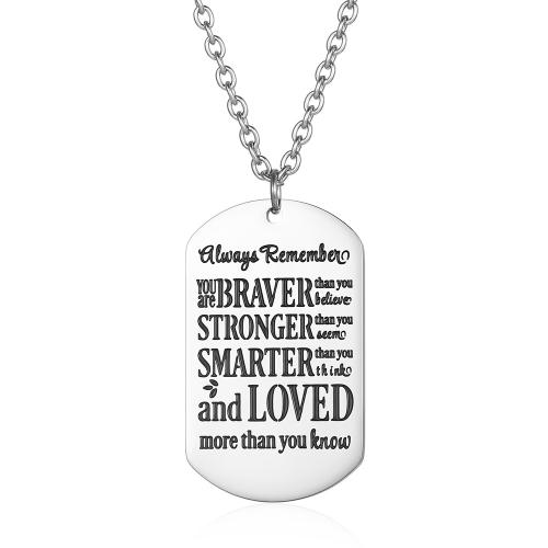 Titanium Steel Necklace, polished, Unisex & with letter pattern, original color, Length:Approx 23.6 Inch, Sold By PC