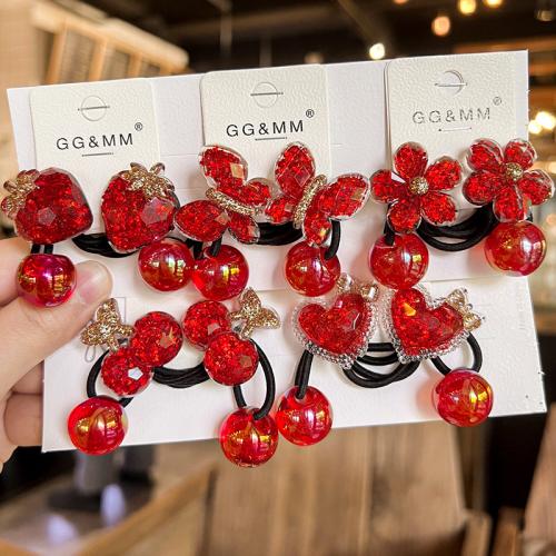 Ponytail Holder, Acrylic, fashion jewelry, red, Sold By Pair