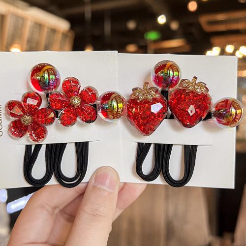Ponytail Holder, Acrylic, fashion jewelry, red, Sold By Pair
