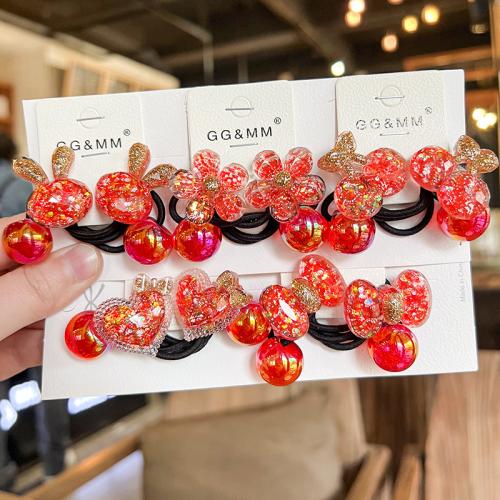 Ponytail Holder, Acrylic, fashion jewelry, red, Sold By Pair
