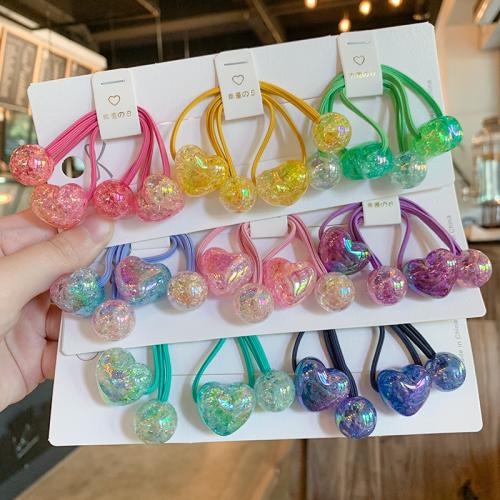 Ponytail Holder, Acrylic, Heart, fashion jewelry, more colors for choice, Sold By Pair