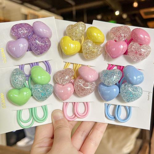 Ponytail Holder, Acrylic, Heart, fashion jewelry, more colors for choice, Sold By Pair