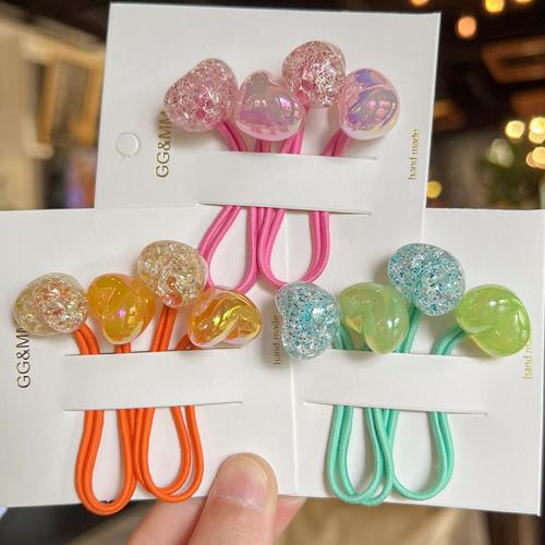 Ponytail Holder, Acrylic, Heart, fashion jewelry, more colors for choice, Sold By Pair