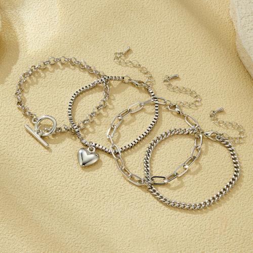 Tibetan Style Bracelet, gold color plated, fashion jewelry, silver color, 4Set/Set, Sold By Set