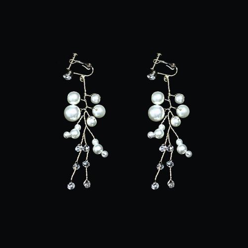 Tibetan Style Drop Earrings, with brass wire & Plastic Pearl, handmade, fashion jewelry & different styles for choice & for woman, golden, 120x60x60mm, Sold By Pair