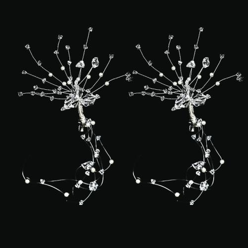 Alligator Hair Clip, Tibetan Style, with brass wire & Crystal & Plastic Pearl, handmade, fashion jewelry & for woman, silver color, 150x50x150mm, Sold By Pair