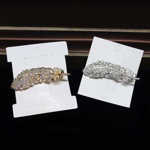 Alligator Hair Clip, Tibetan Style, Leaf, fashion jewelry & for woman & with rhinestone, more colors for choice, 75x20x20mm, Sold By PC
