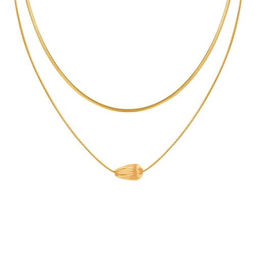 Multi Layer Necklace, 304 Stainless Steel, 18K gold plated, Double Layer & fashion jewelry & for woman, Sold By PC