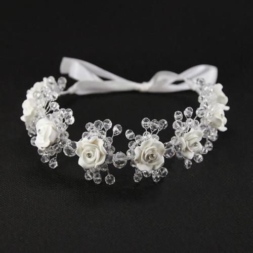 Bridal Hair Wreath, Polymer Clay, with brass wire & Crystal, handmade, fashion jewelry & for woman, silver color, 470x40x40mm, Sold By PC