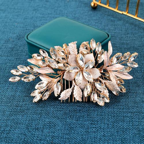 Decorative Hair Combs, Tibetan Style, with brass wire & Crystal, handmade, fashion jewelry & for woman, more colors for choice, 170x170x80mm, Sold By PC