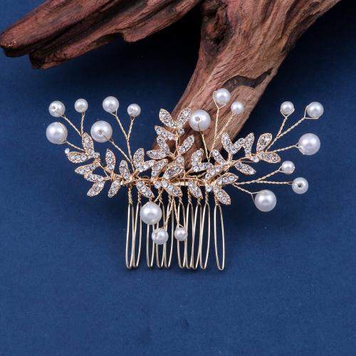 Decorative Hair Combs, Tibetan Style, with brass wire & Plastic Pearl, handmade, fashion jewelry & for woman & with rhinestone, silver color, 80x60x60mm, Sold By PC
