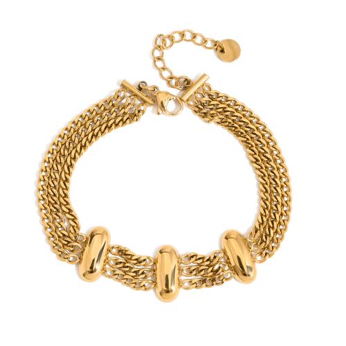 Bijoux bracelet en acier inoxydable, Acier inoxydable 304, Plaqué or 18K, bijoux de mode & pour femme, Vendu par PC